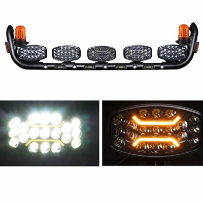 Truck Roof Light Bar With 9 Inch LED Driving Lights, Amber Beacon Lights & Strobe Lights For Heavy Duty Truck Trailer best