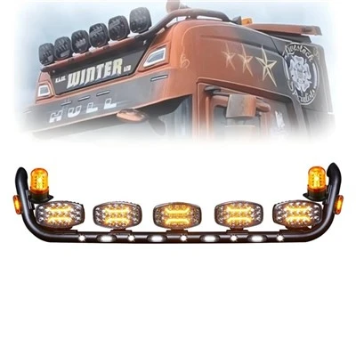 Truck Roof Light Bar With 9 Inch LED Driving Lights, Amber Beacon Lights & Strobe Lights For Heavy Duty Truck Trailer manufacturers