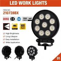36W LED Work Light With DT Connector And Temperature Control Circuit IP68K Waterproof 12-40V ECE R65 For Truck Off-Road Vehicles